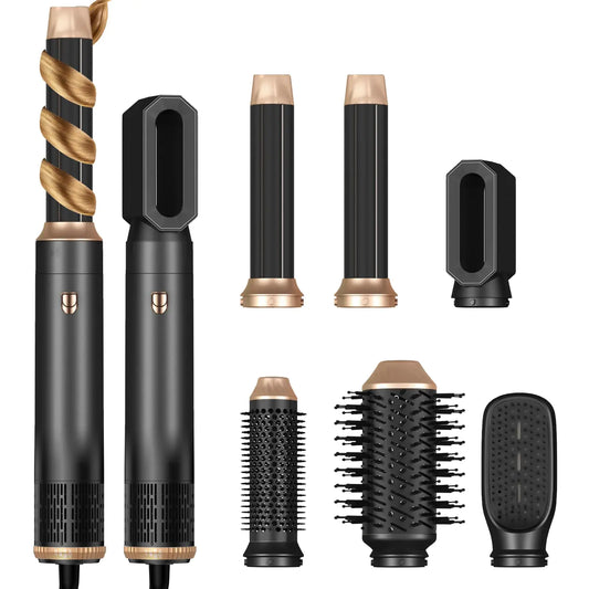 Yitrust 6 in 1 Hair Dryer Brush Blow Dryer Brush Ionic Hair Dryer Oval Hot Air Brush Hair Curler Hair Straightener Magic Styler Autowrap Air Styler (Black)