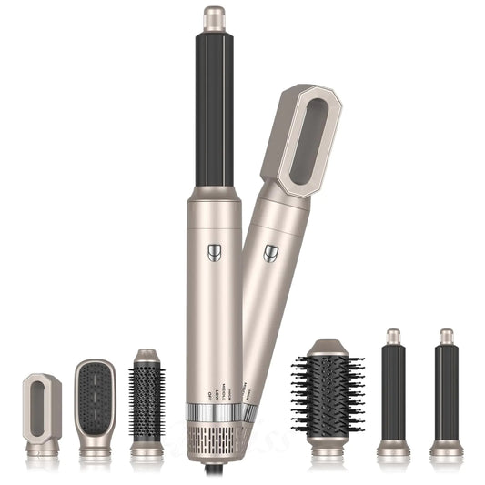 Yitrust 6 in 1 Hair Dryer Brush Magic Styler Auto Wrap Curler Hot Air Styler Hair Straightener Blow Dryer Brush Combo Professional Ionic Hair Dryer with Attachments Hair Styling Tools for Women Gold